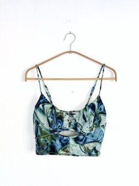 Urban Outfitters UO Josie Velvet Corset Cami Blue Multi - Size Medium